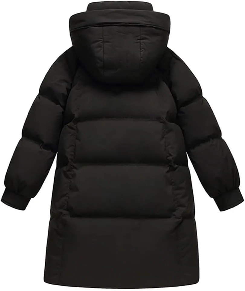 Adhdyuud Women Puffer Warm Jacket Winter Hooded Thick White Duck Down Coat Casual Waterproof Long Parkas