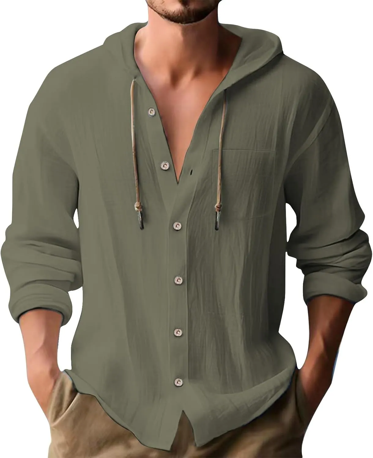 Cotton Linen T-Shirts for Men Summer Beach Vacation Outdoor Hoodie Top Lightweight Button Down Holiday Going Out Tees