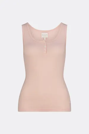 Kirra Soft Tencel rib sleeveless Henley pink