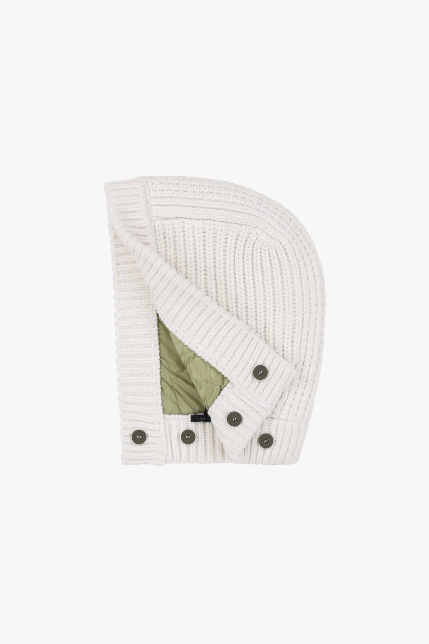 Knit Quilt Hood - Ivory / Pale Sage