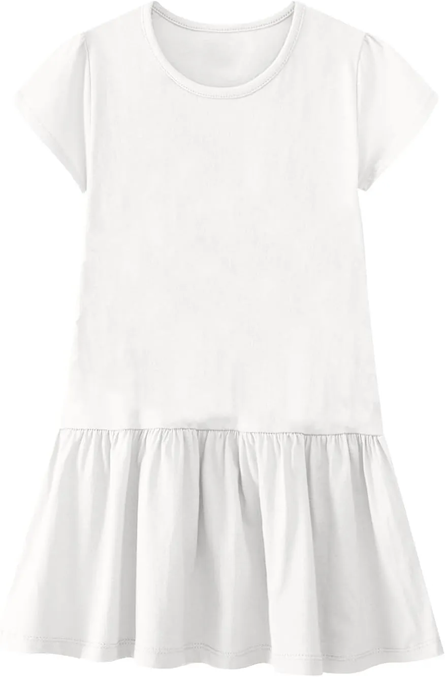 Ladies Church Dresses Comfy Stetchy Short Sleeve Ruffle Hem Short Business Work Dress Loose Swimsuit Coverup for Women