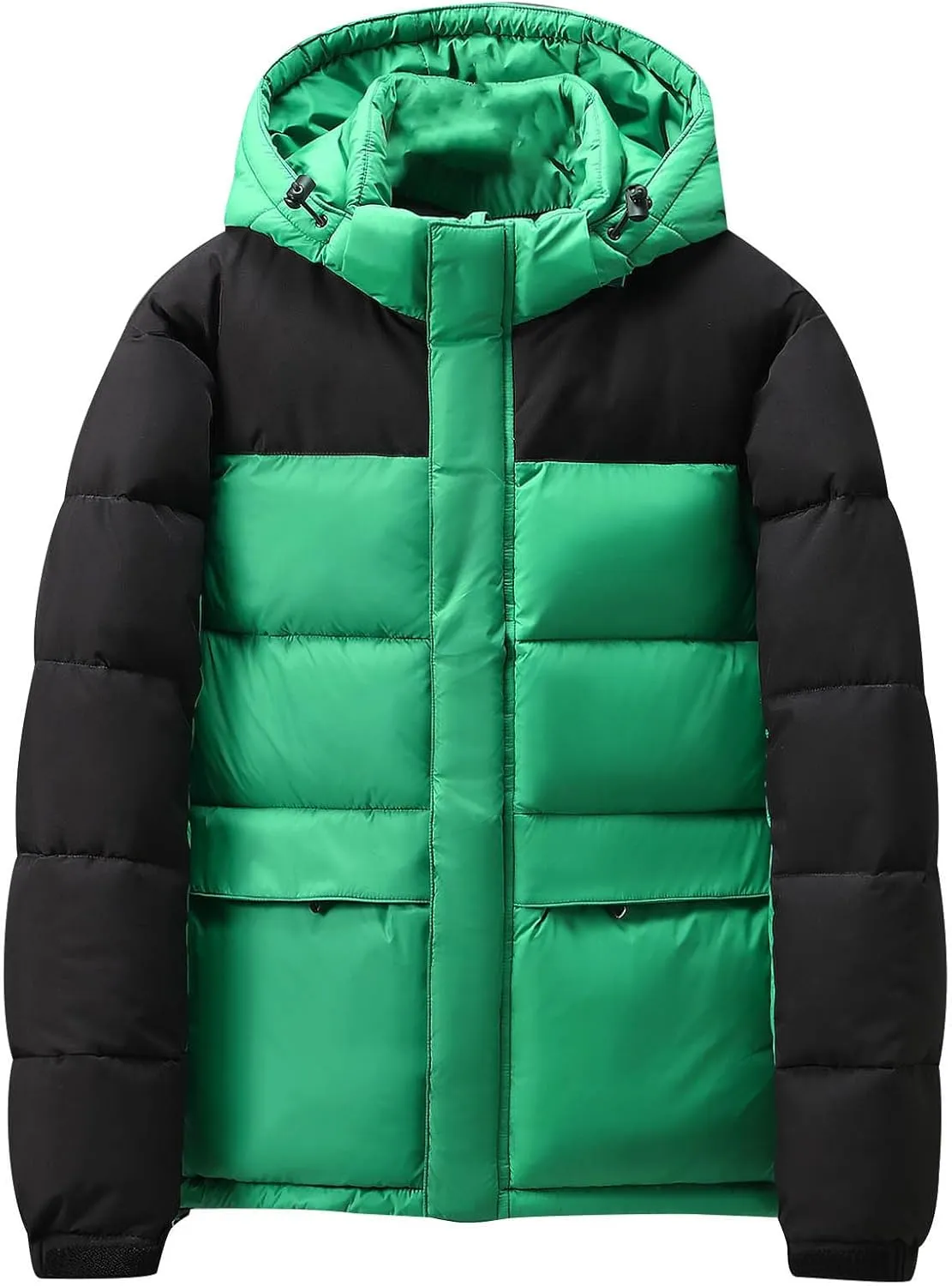 Men Women Hooded Puffer Jacket Lightweight Warm Down Coat Winter Insulated Quilted Coat Unisex Outerwear with Pockets