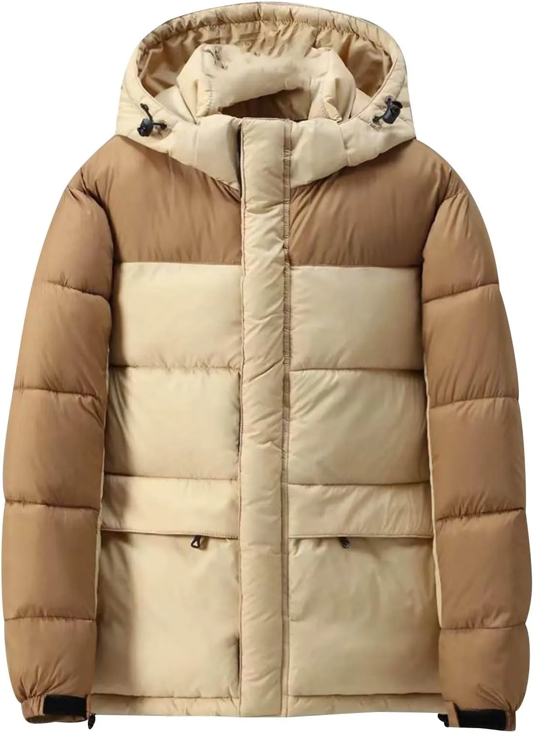 Men Women Hooded Puffer Jacket Lightweight Warm Down Coat Winter Insulated Quilted Coat Unisex Outerwear with Pockets