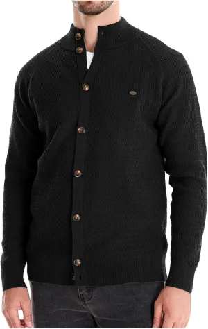 Mens Cardigan Sweater Casual Long Sleeve Mock Neck Button Down Knitted Cardigan Sweaters Jacket with Pockets