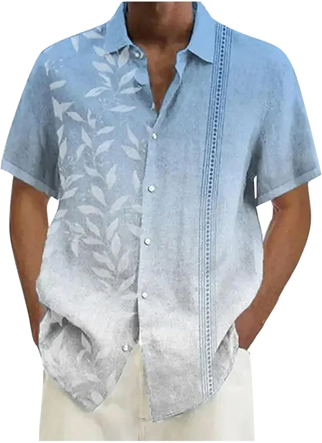 Men's Hawaiian Short Sleeve Shirts Summer Casual Floral Button Down Shirts Tropical Holiday Beach Loose Shirt Blouse