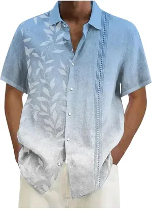 Men's Hawaiian Short Sleeve Shirts Summer Casual Floral Button Down Shirts Tropical Holiday Beach Loose Shirt Blouse