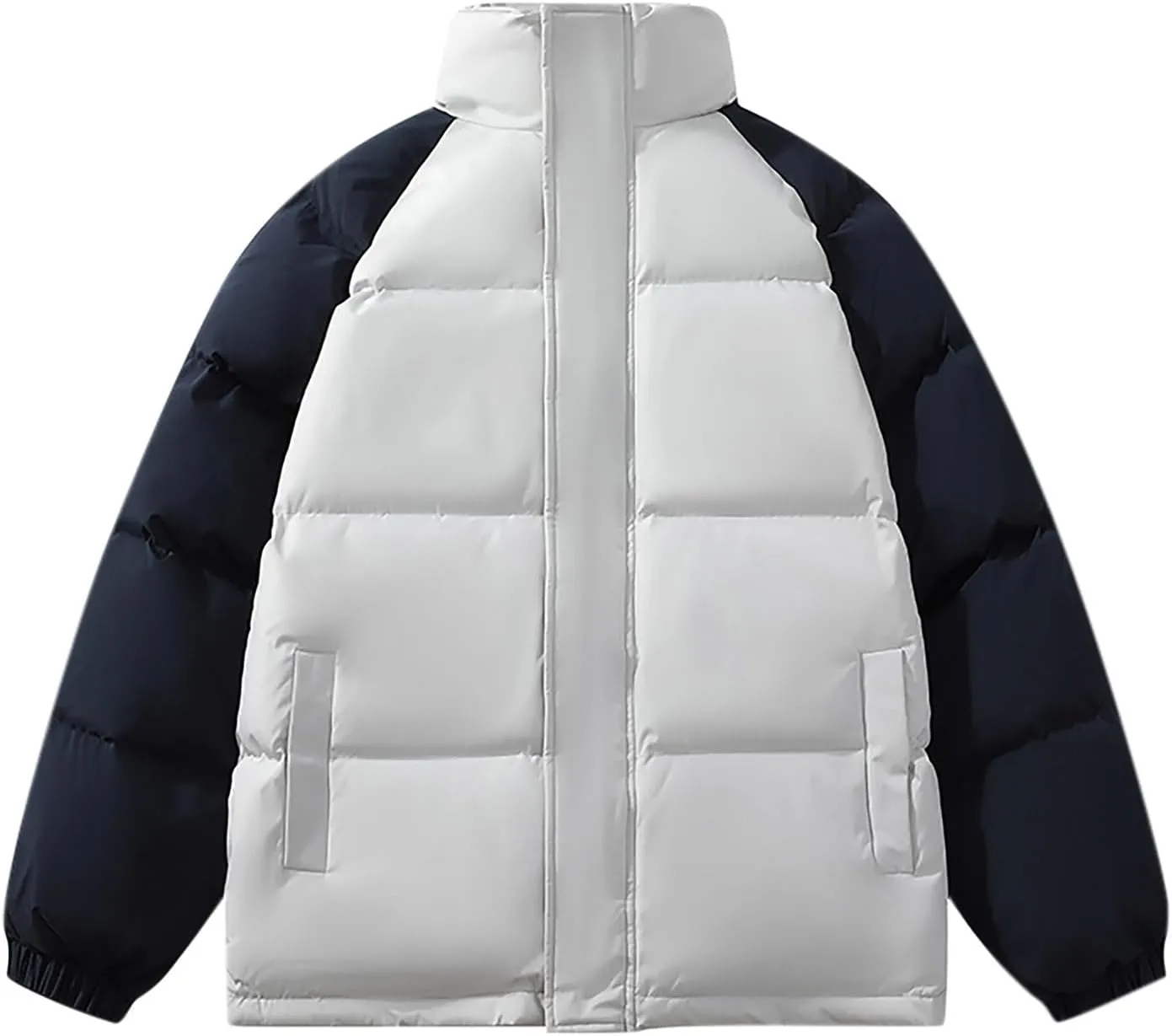 Men's Oversized Puffer Jacket Winter Warm Down Jacket Trendy Color Block Down Jacket Parka Puffy Jacket Outerwear