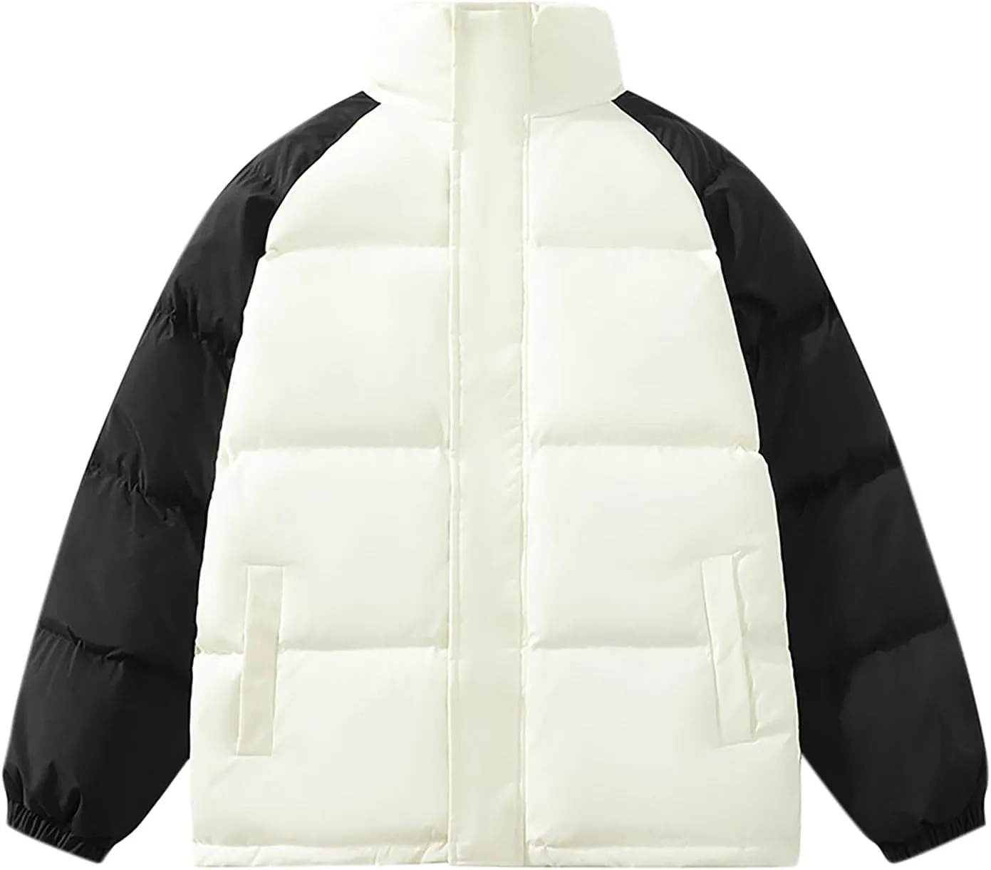 Men's Oversized Puffer Jacket Winter Warm Down Jacket Trendy Color Block Down Jacket Parka Puffy Jacket Outerwear