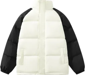 Men's Oversized Puffer Jacket Winter Warm Down Jacket Trendy Color Block Down Jacket Parka Puffy Jacket Outerwear