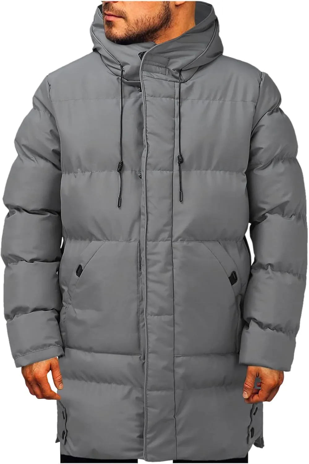 Mens Puffer Jacket with Hood, Gutori Men's Winter Down Coats Thicken Parkas Classic Zipper Padded Thermal Outwear
