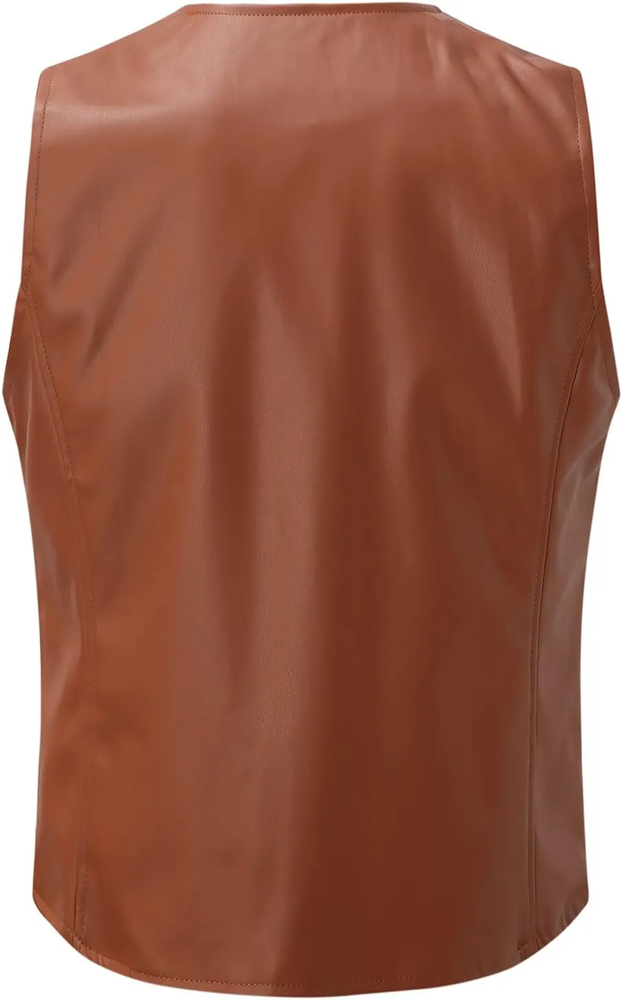 Men's Retro Faux Leather Vest Sleeveless Single-Breasted Casual Western Cowboy Suit Vest Jacket Vintage Slim Fit Waistcoat