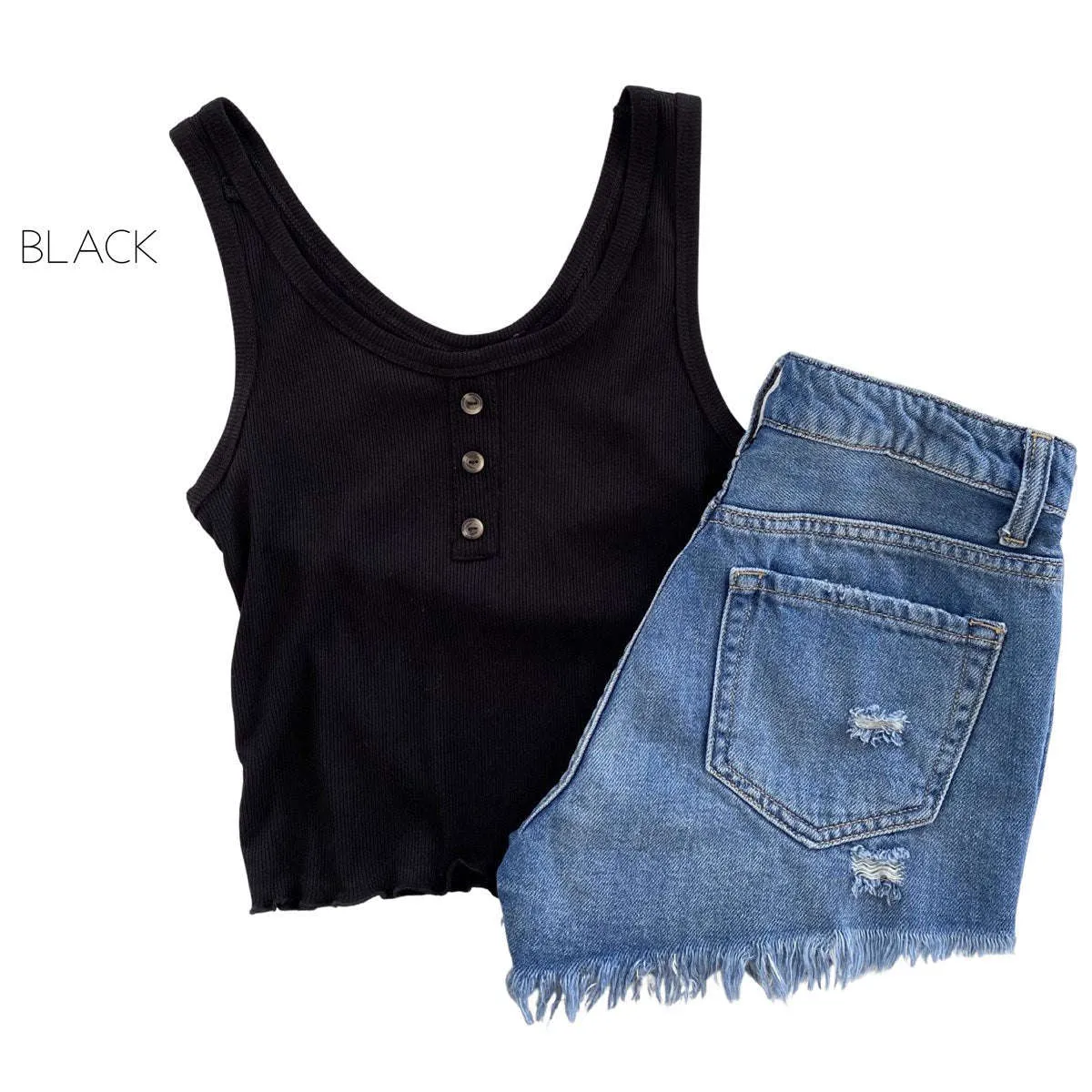Ruffle Trim Ribbed Henley