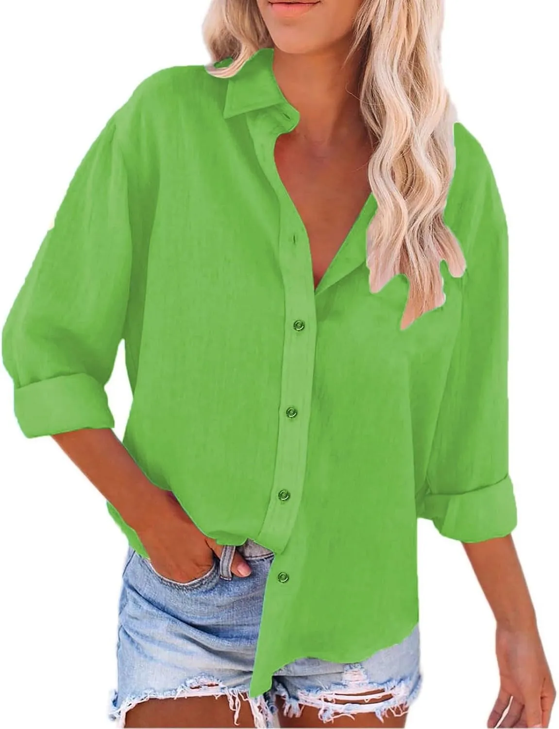 Summer Cotton Linen Shirts for Women Trendy Casual Long Sleeve Button Oversized Tshirts Ladies Work Tops