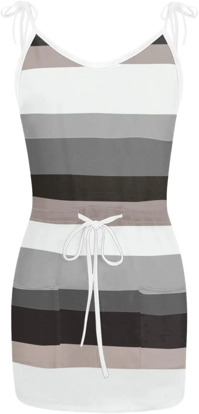 Sundresses for Women 2025 Cute Preppy Adjustable Spaghetti Straps Tie Waist Mini Boho Dress Sexy Homecoming Outfits
