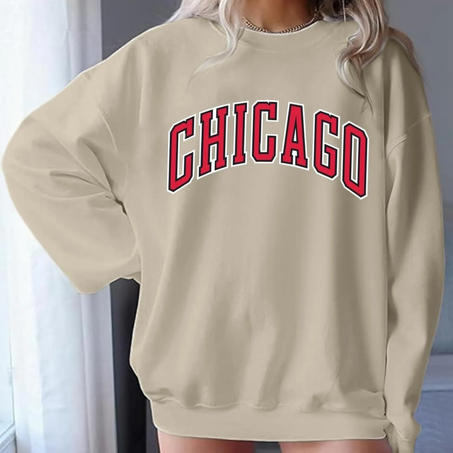 Sweatshirts For Women Letter Print Fashion Casual Sweatshirt Drop Shoulder Long Sleeve Round Neck Shirts Outfits