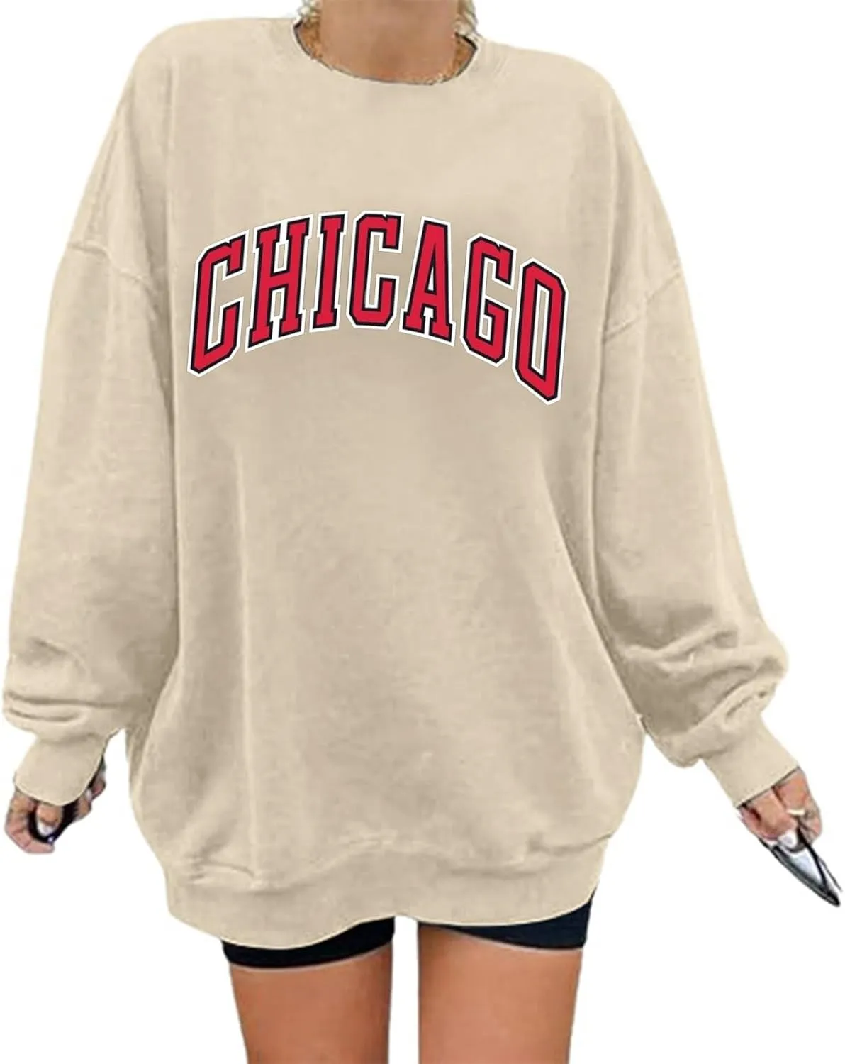 Sweatshirts For Women Letter Print Fashion Casual Sweatshirt Drop Shoulder Long Sleeve Round Neck Shirts Outfits