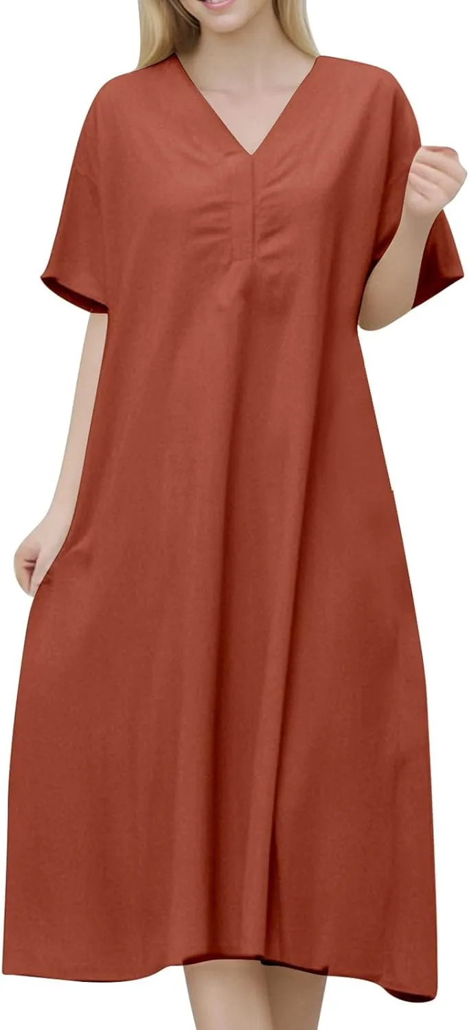 Teen Girls Poplin Dress Petite Linen Short Sleeve Tube Top Shirt Dress Homecoming Casual Church Outfits for Women