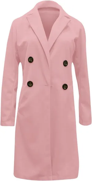 Trench Coat for Women 2024 Fall Winter Trendy Button Long Outwear Solid Color Long Sleeve Cute Jacket with Pockets