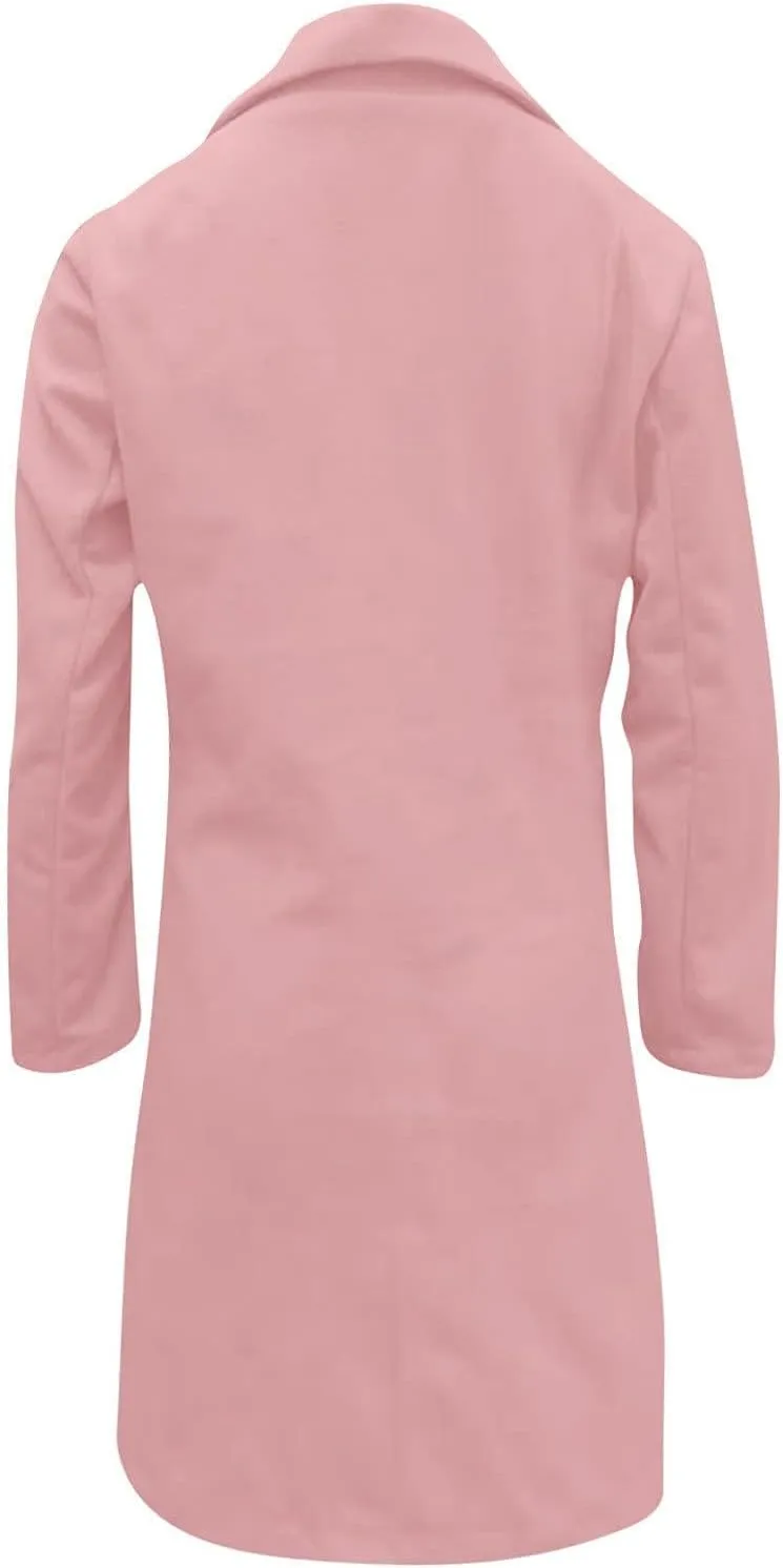 Trench Coat for Women 2024 Fall Winter Trendy Button Long Outwear Solid Color Long Sleeve Cute Jacket with Pockets