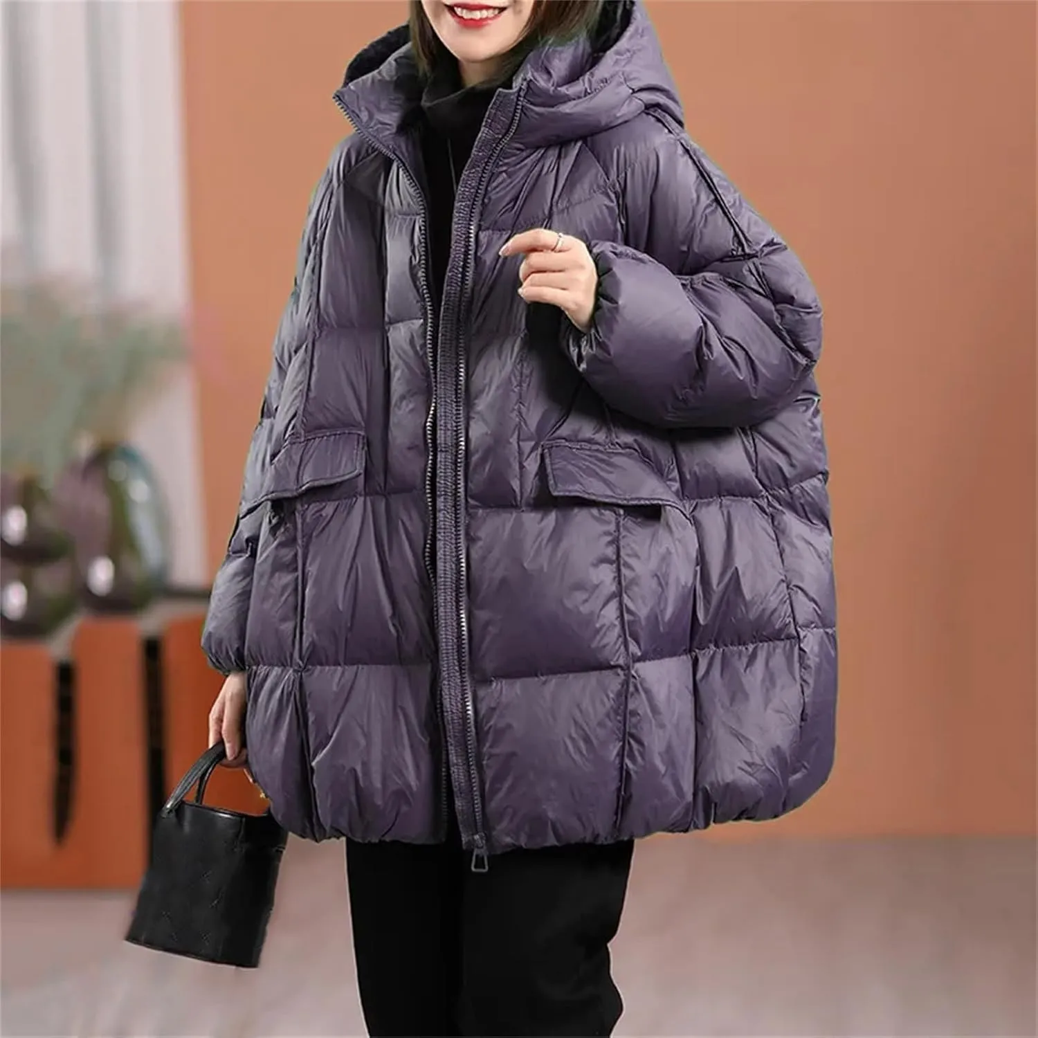 Winter Women Duck Down Jacket Hooded Warm Oversize Puffer Coat Female Casual Loose Parkas