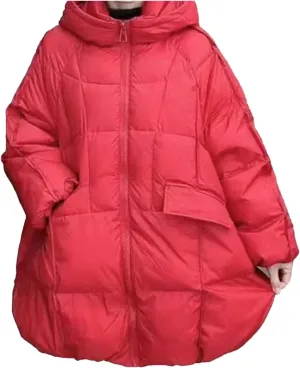 Winter Women Duck Down Jacket Hooded Warm Oversize Puffer Coat Female Casual Loose Parkas