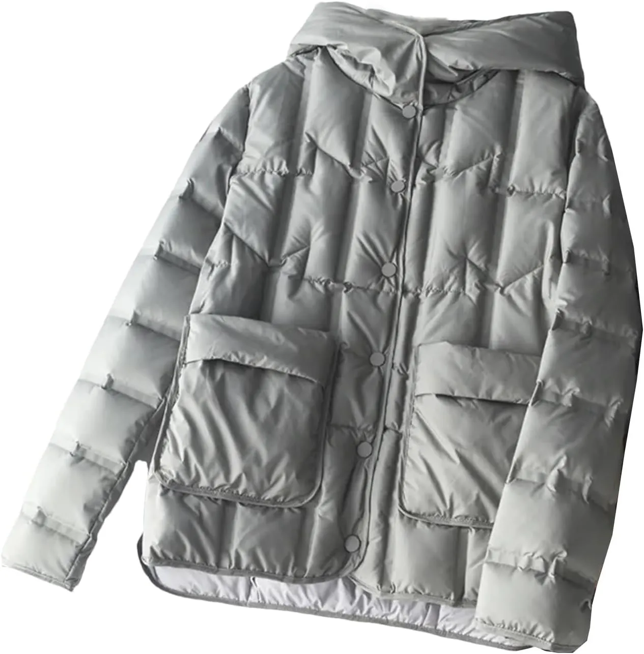 Women Down Jackets Female Single-Breasted Puffer Jacket Casual Loose Hooded Parkas