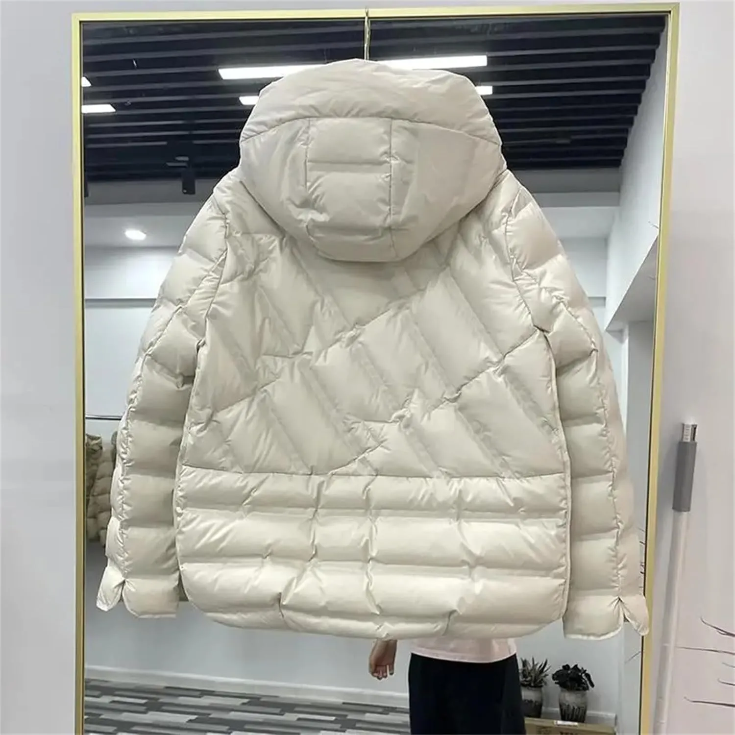 Women Down Jackets Female Single-Breasted Puffer Jacket Casual Loose Hooded Parkas
