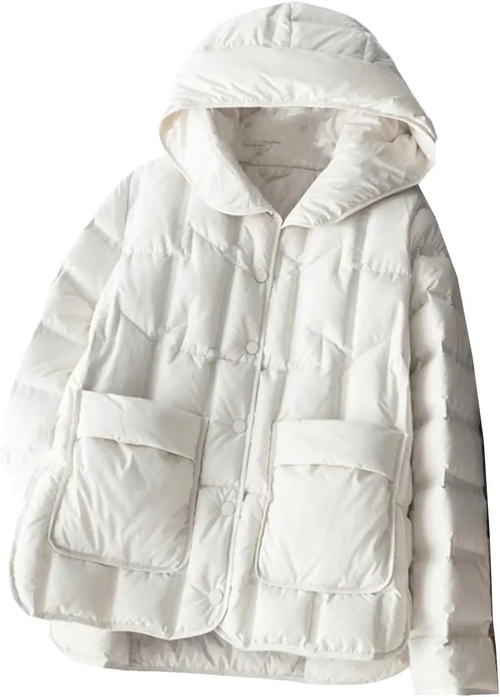 Women Down Jackets Female Single-Breasted Puffer Jacket Casual Loose Hooded Parkas