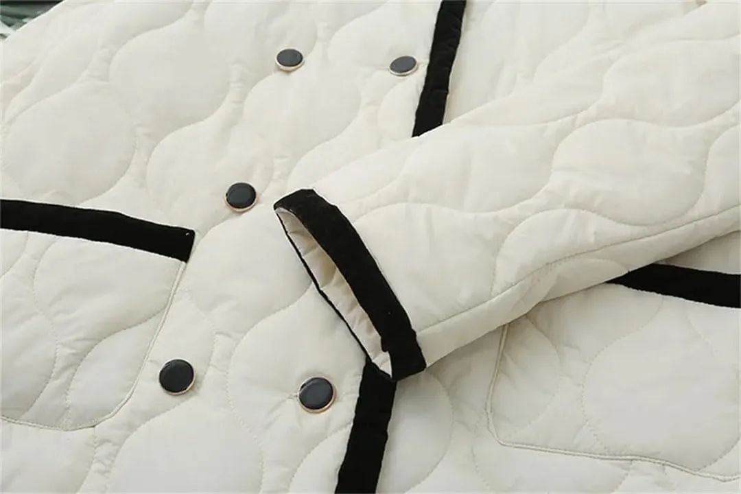 Women's Winter Thin Warm Cotton Coat Loose Down Cotton Jacket Parkas Double-Breasted Puffer Parkas Tops