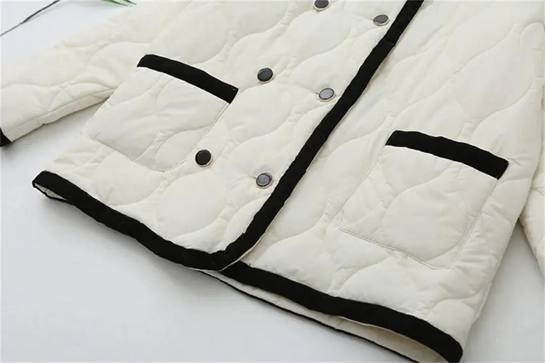 Women's Winter Thin Warm Cotton Coat Loose Down Cotton Jacket Parkas Double-Breasted Puffer Parkas Tops