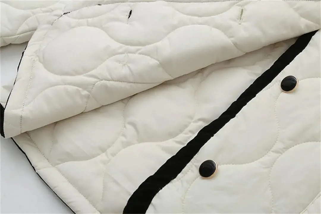 Women's Winter Thin Warm Cotton Coat Loose Down Cotton Jacket Parkas Double-Breasted Puffer Parkas Tops